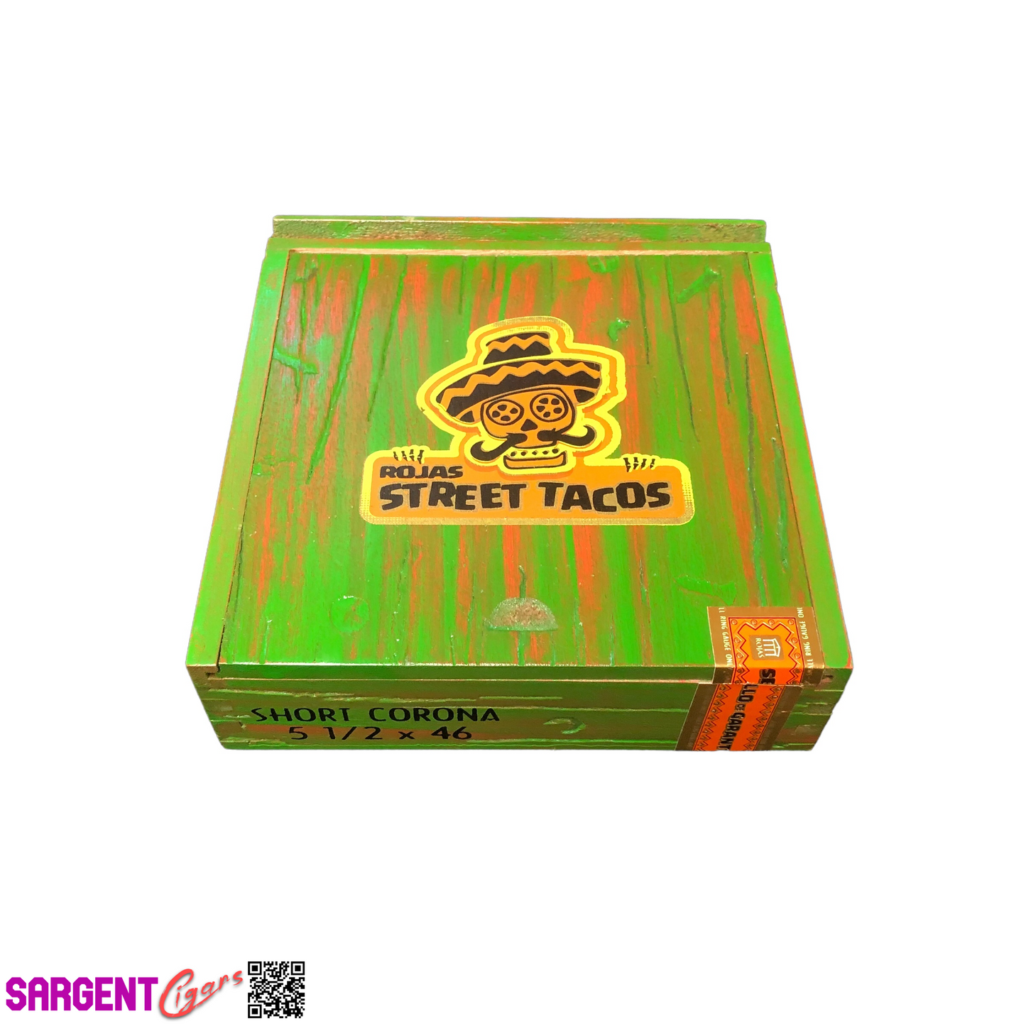 Rojas Green Street Tacos Short Corona Empty Wooden Cigar Box 6.5x6.5x2