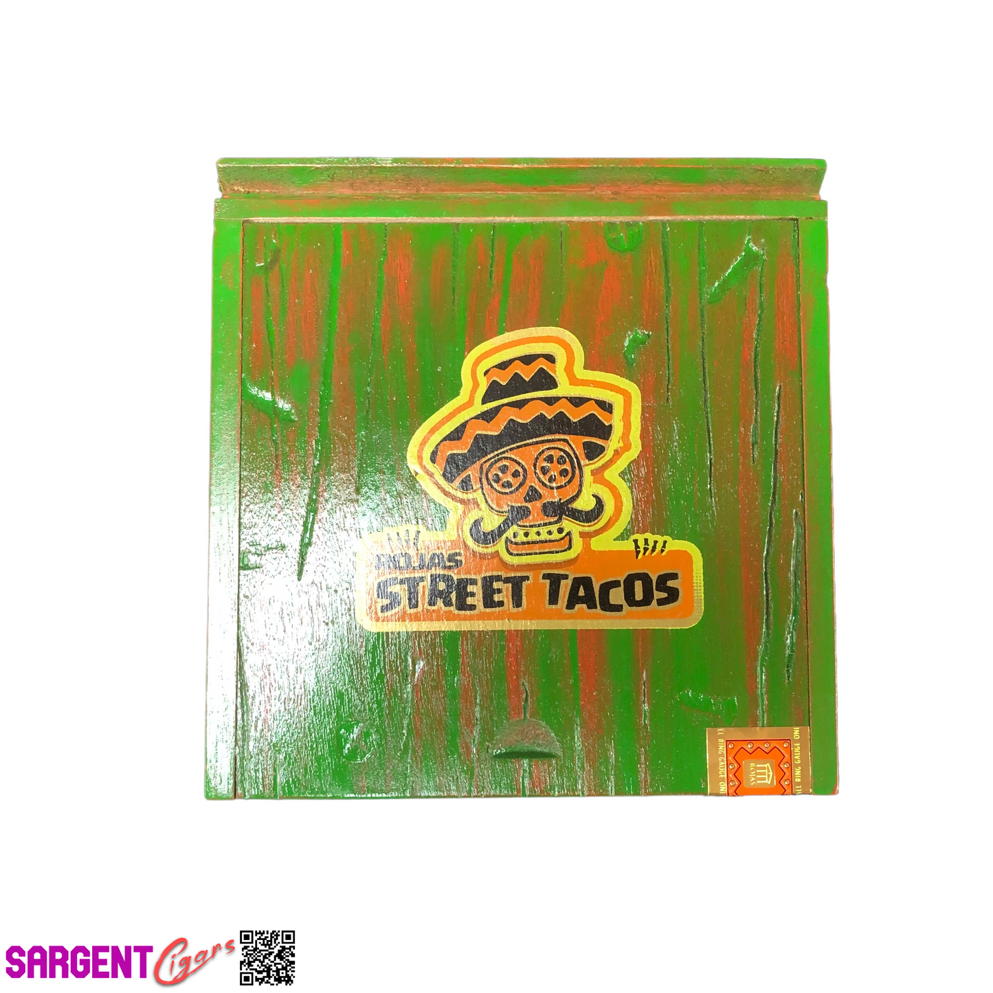 Rojas Green Street Tacos Short Corona Empty Wooden Cigar Box 6.5x6.5x2