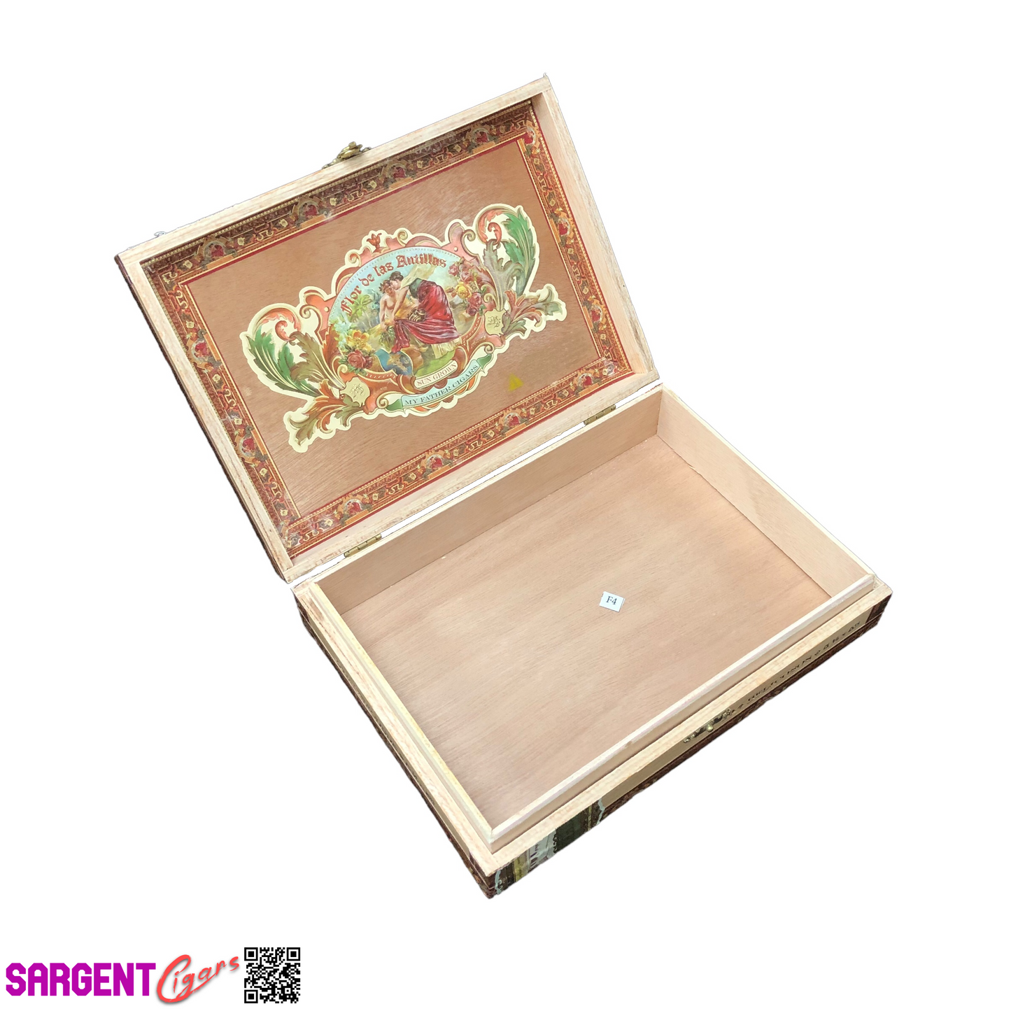 Flor De Las Antillas Belicoso Empty Wooden Cigar Box 9x6.5x2