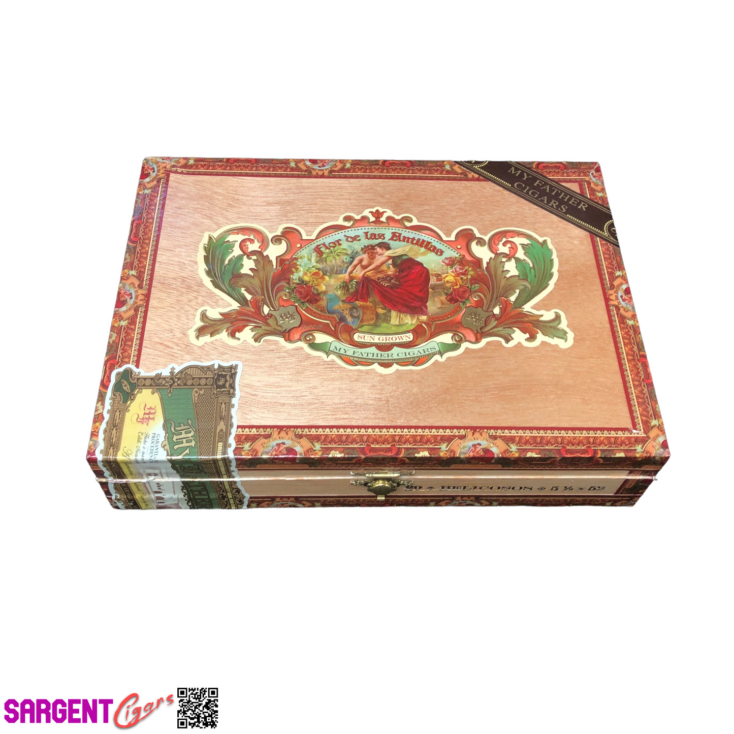 Flor De Las Antillas Belicoso Empty Wooden Cigar Box 9x6.5x2