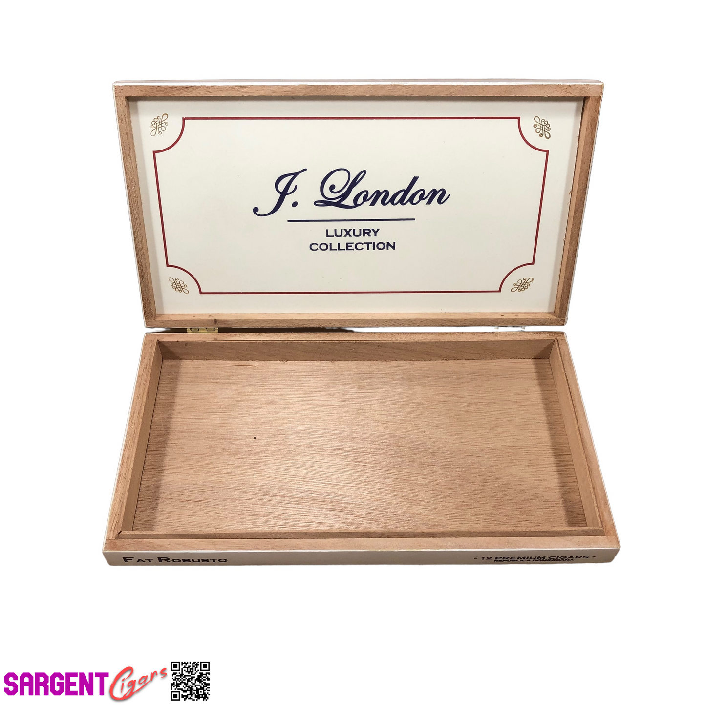 J London Luxury Collection Fat Robusto Empty Wooden Cigar Box 10.75x6x1.25