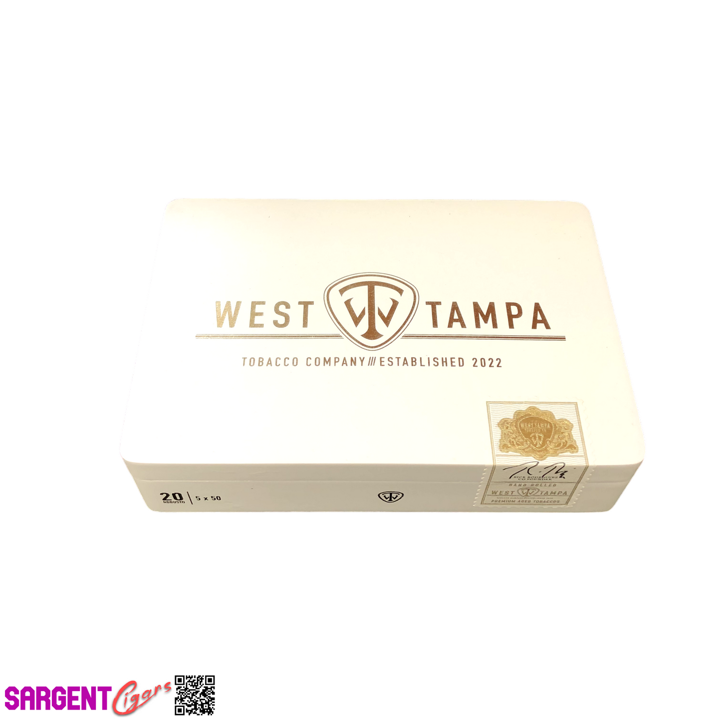 West Tampa White Robusto Empty Wooden Cigar Box 8.75x6x2