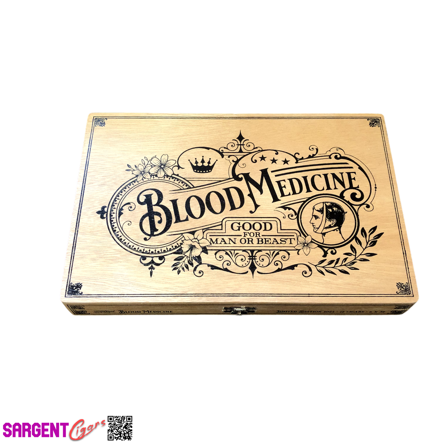 Crowned Heads Blood Medicine Empty Wooden Cigar Box 10.5x7x1.25