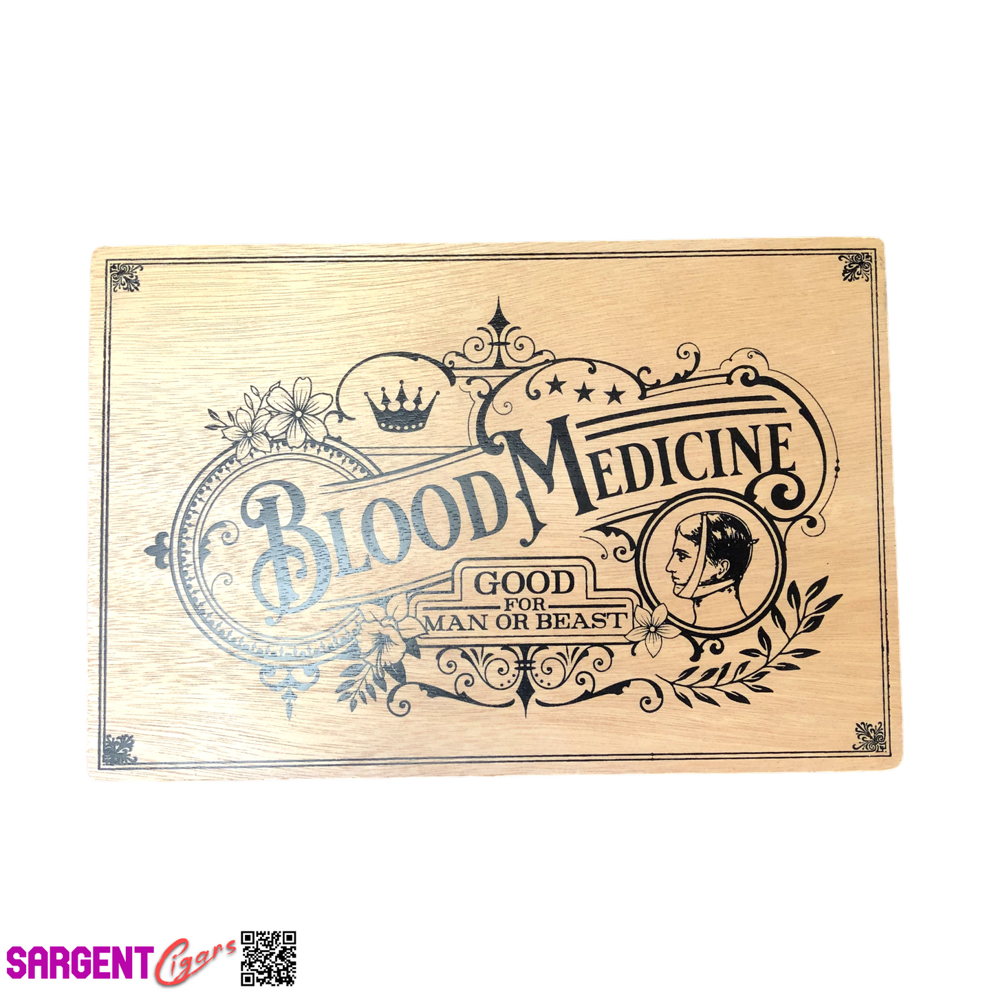 Crowned Heads Blood Medicine Empty Wooden Cigar Box 10.5x7x1.25