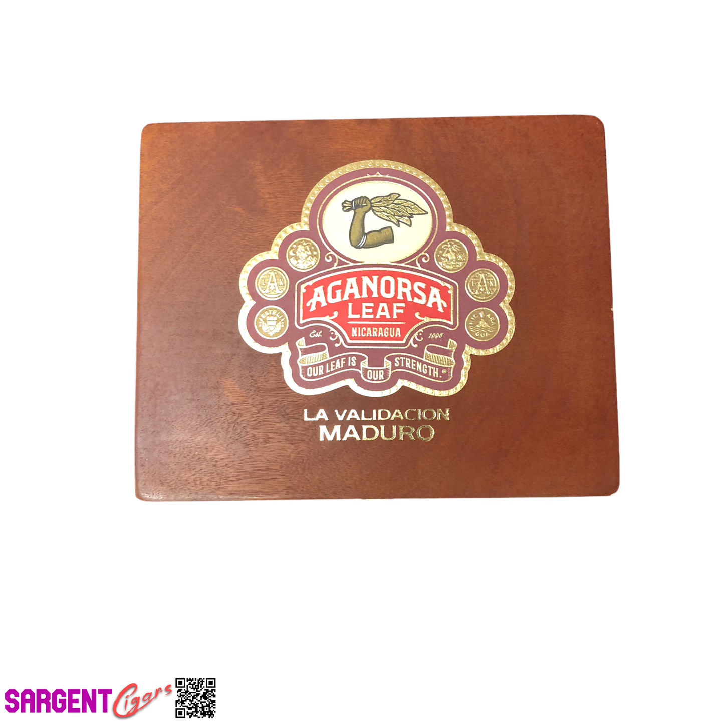 Aganorsa Leaf Validacion Maduro Gran Robusto Empty Wooden Cigar Box 7.5x6.25x2