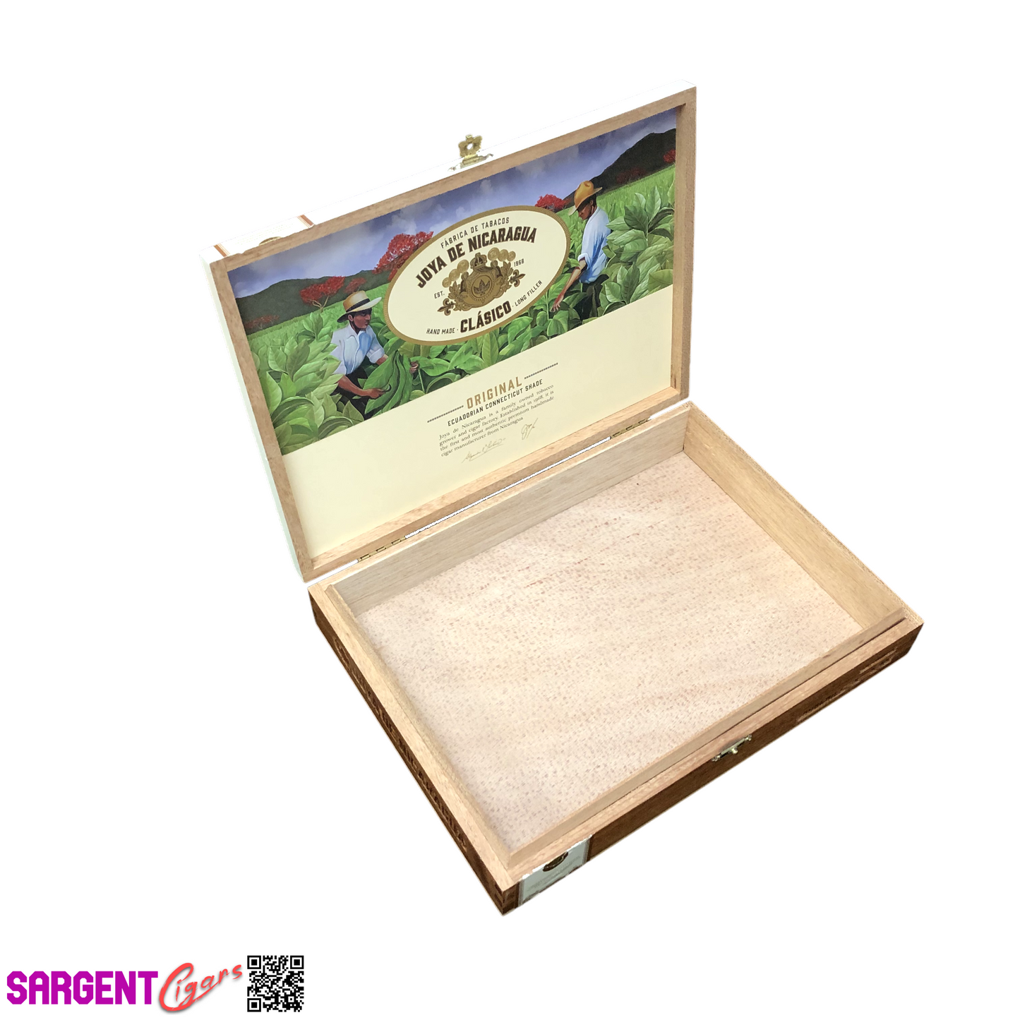 Joya De Nicaragua Clasico Churchill Empty Wooden Cigar Box 10.75x8x1.75