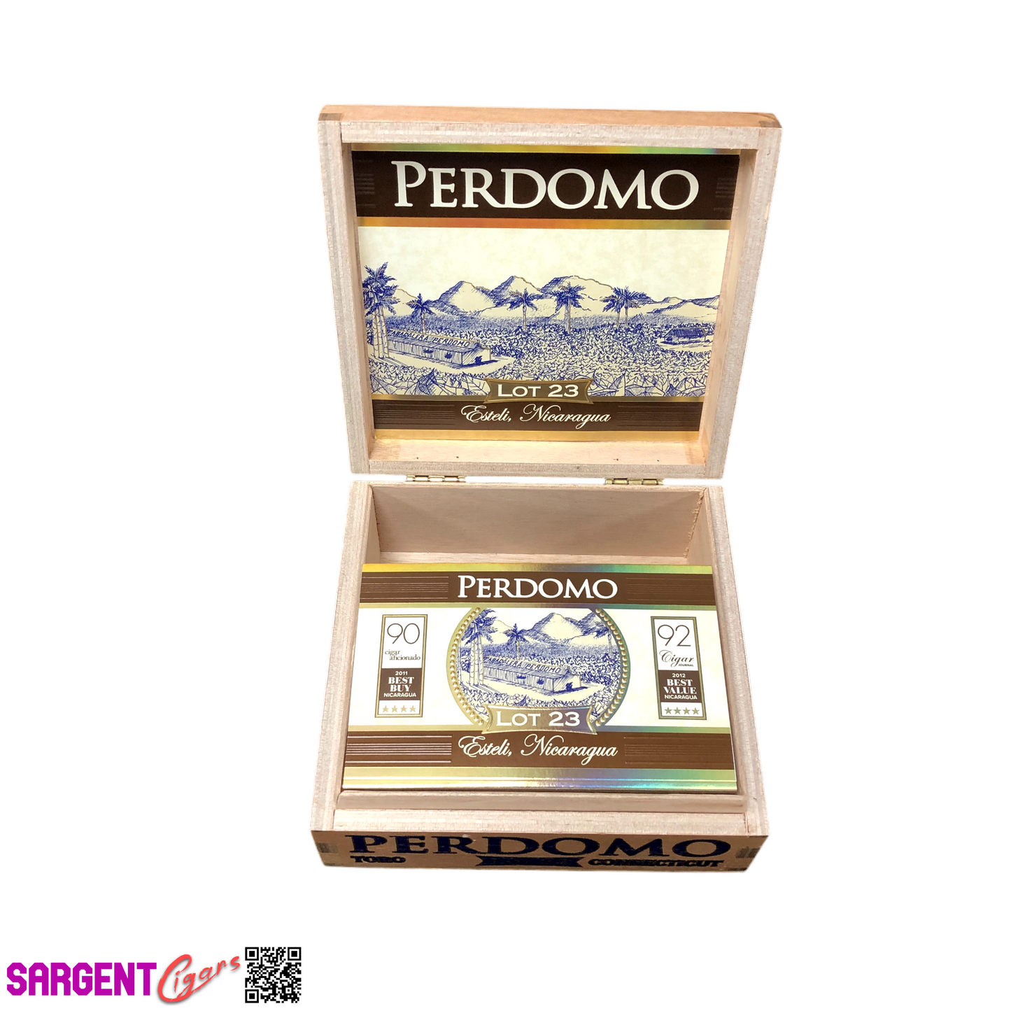 Perdomo Lot 23 Connecticut Toro Empty Wooden Cigar Box 7.5x7x3.5