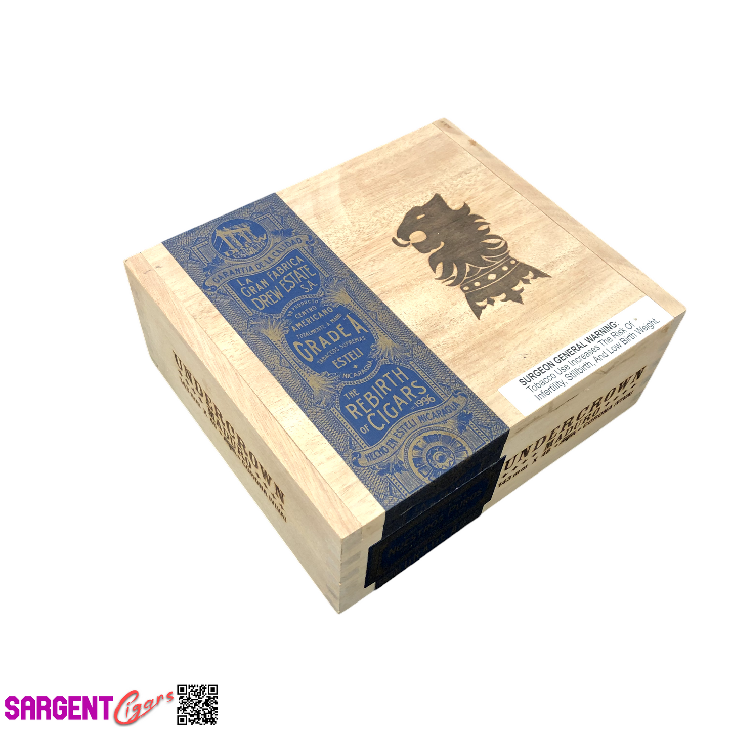 Undercrown Maduro Corona Viva Empty Wooden Cigar Box 7.25x6.5x3