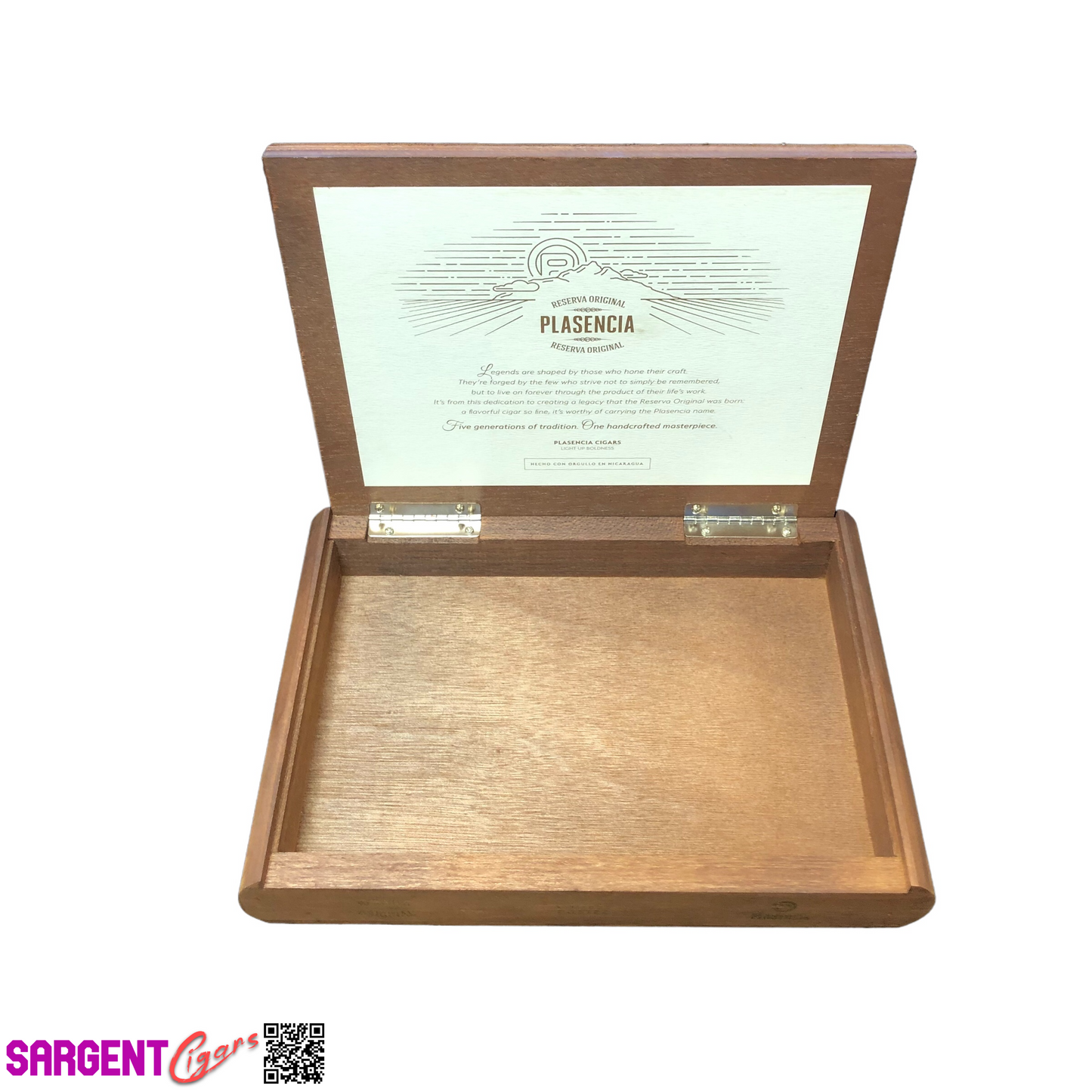 Plasencia Reserva Cortez Empty Wooden Cigar Box 9.5x7x1.5