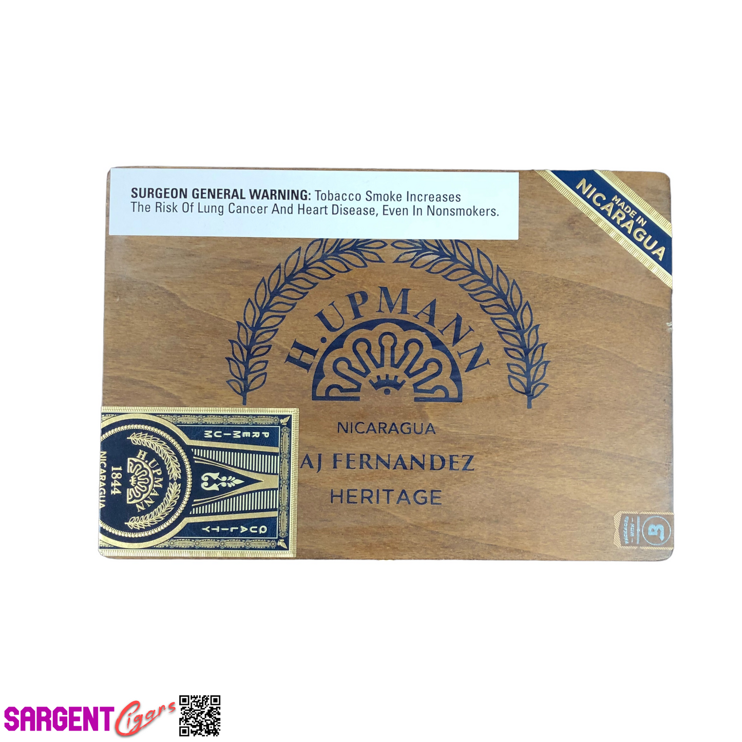 H Upmann Heritage Robusto Empty Wooden Cigar Box 9x6.25x2