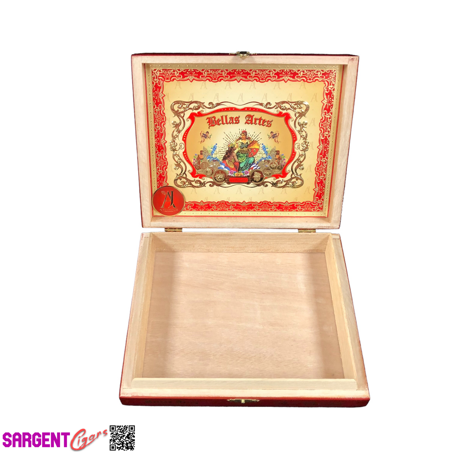 Aj Fernandez Bellas Artes Short Churchill Extra Empty Wooden Cigar Box 8.5x7x2