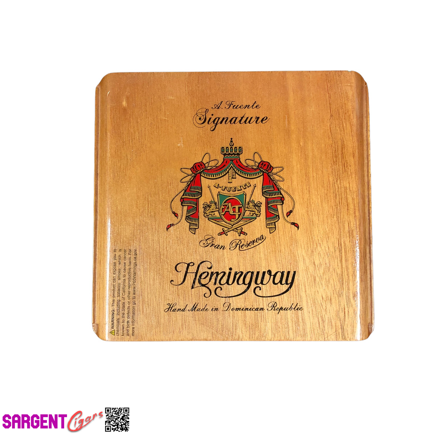 Arturo Fuente Hemingway Signature Empty Wooden Cigar Box 7.25x6.75x2.75