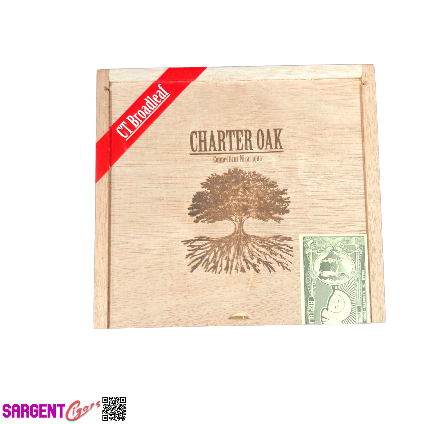 Charter Oak Lonsdale Empty Wooden Cigar Box 7.75x7.25x2