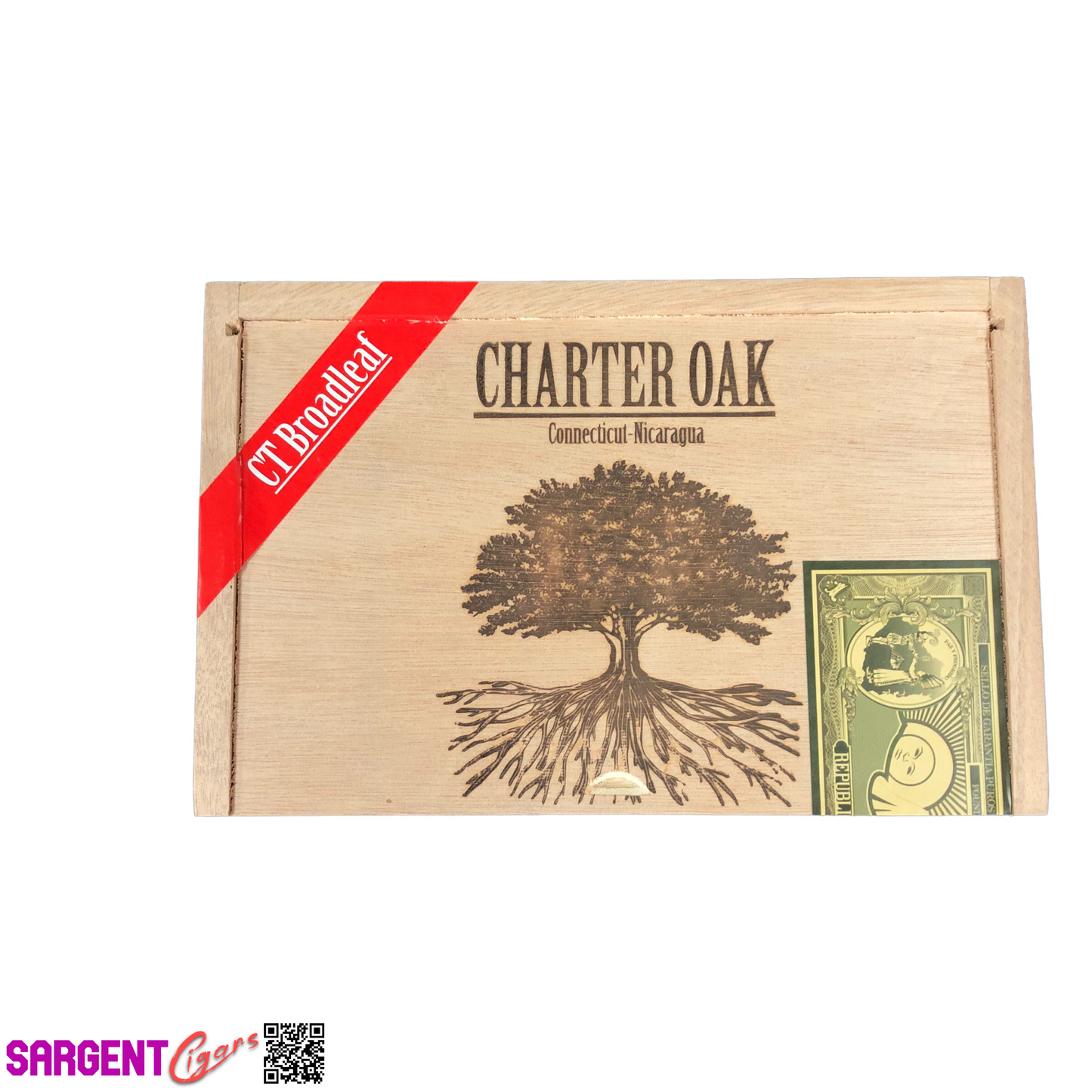 Charter Oak Rothschild Empty Wooden Cigar Box 8.25x5.5x2