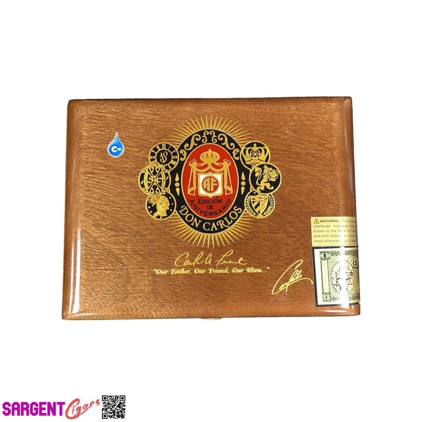 Arturo Fuente Don Carlos Robusto Empty Wooden Cigar Box 7.75x5.75x3