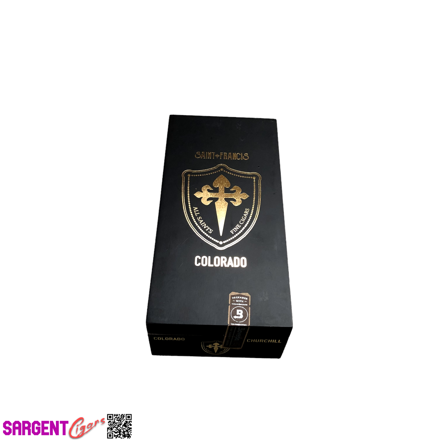 All Saints Cigars Saint Francis Colorado Churchill Empty Wooden Cigar Box 3.75x7.75x2.25