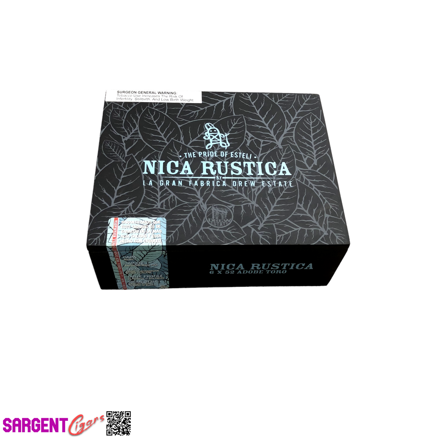 Nica Rustica Adobe Toro Empty Wooden Cigar Box 8x6.75x3