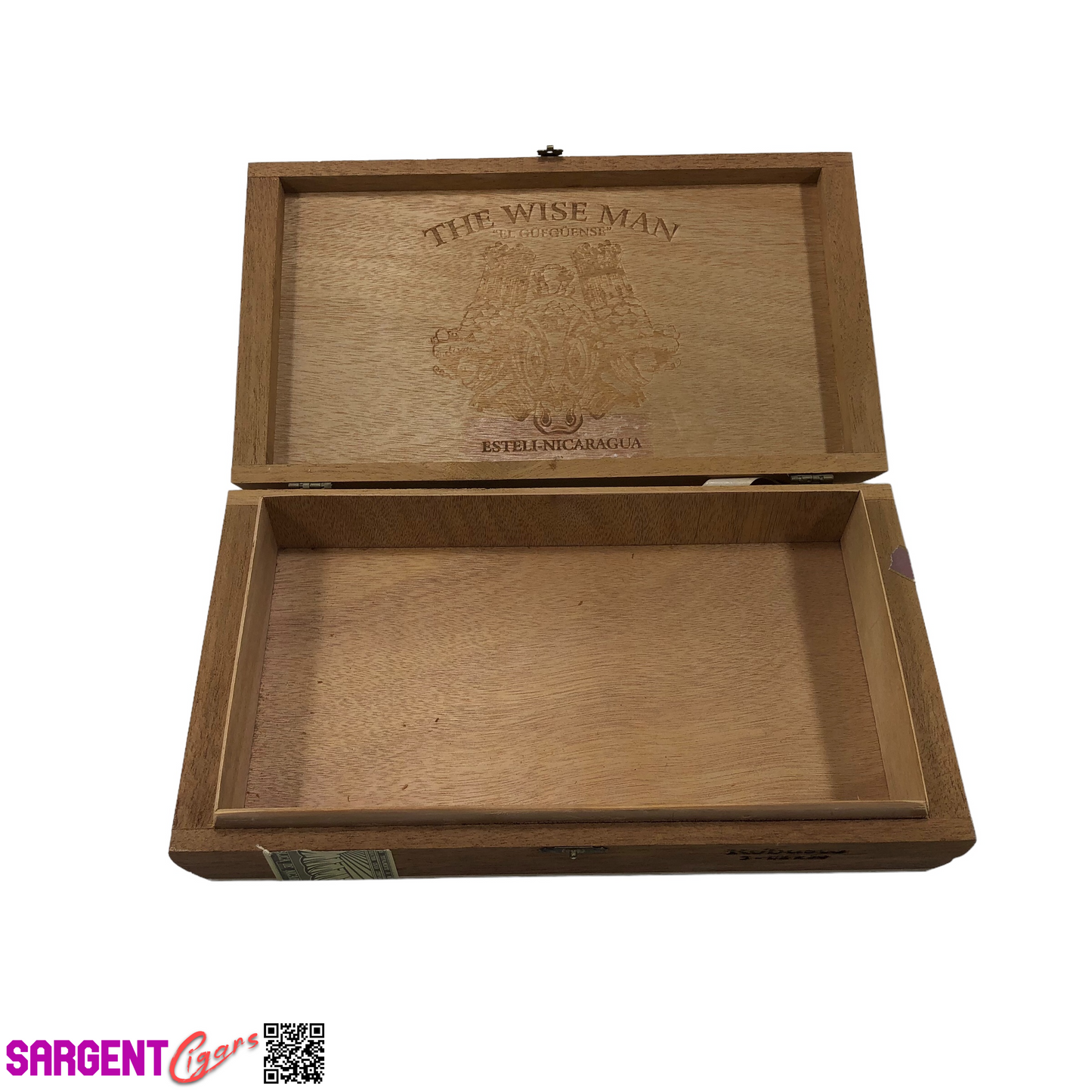 The Wise Man El Gueguense Robusto Empty Wooden Cigar Box 11.75x6.5x1.75 (1)