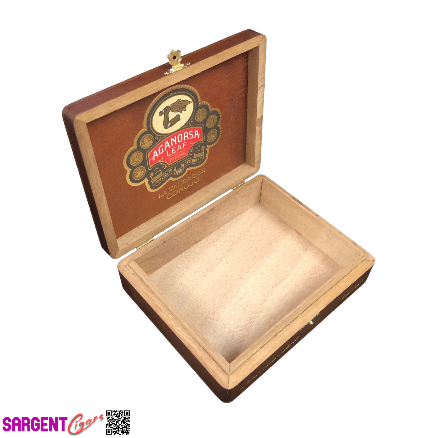 Aganorsa Leaf Validacion Corojo Gran Robusto Empty Wooden Cigar Box 7.5x6.25x2