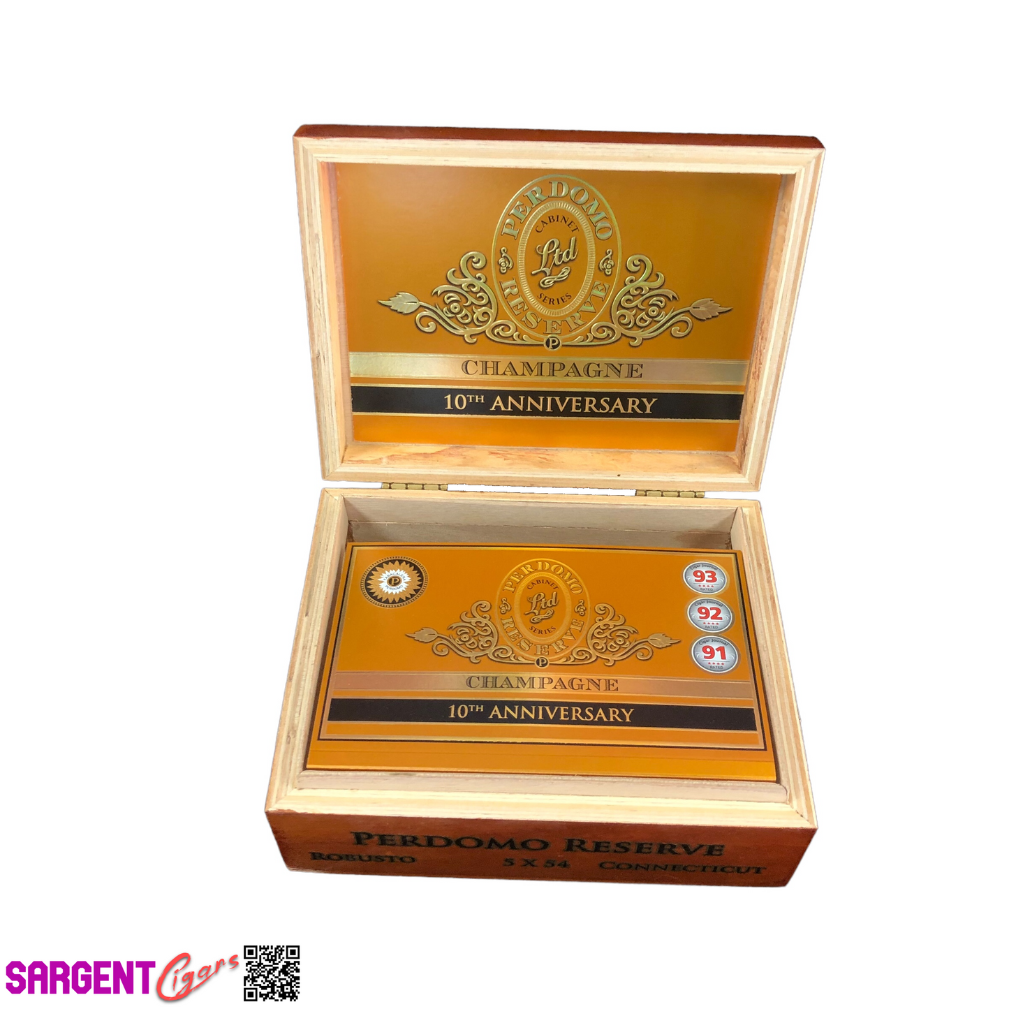 Perdomo 10th Anniversary Champagne Robusto Empty Wooden Cigar Box 8x6.25x3.25