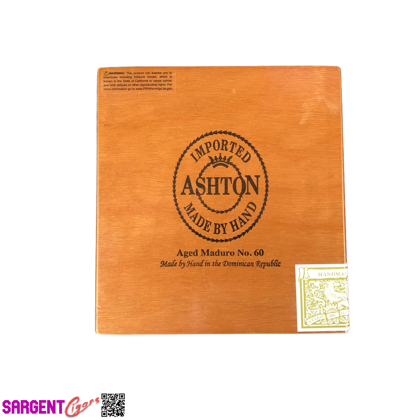 Ashton Classic Maduro No60 Empty Wooden Cigar Box 8x8.25x2.5