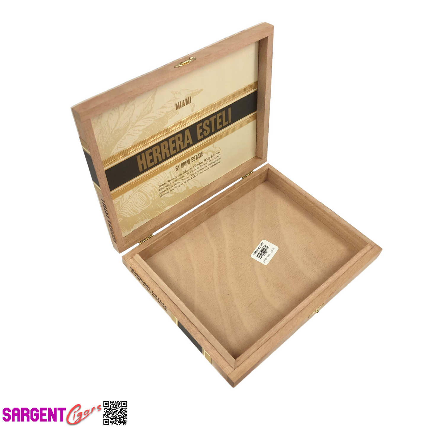 Herrera Esteli Miami Toro Empty Wooden Cigar Box 9x7.5x1