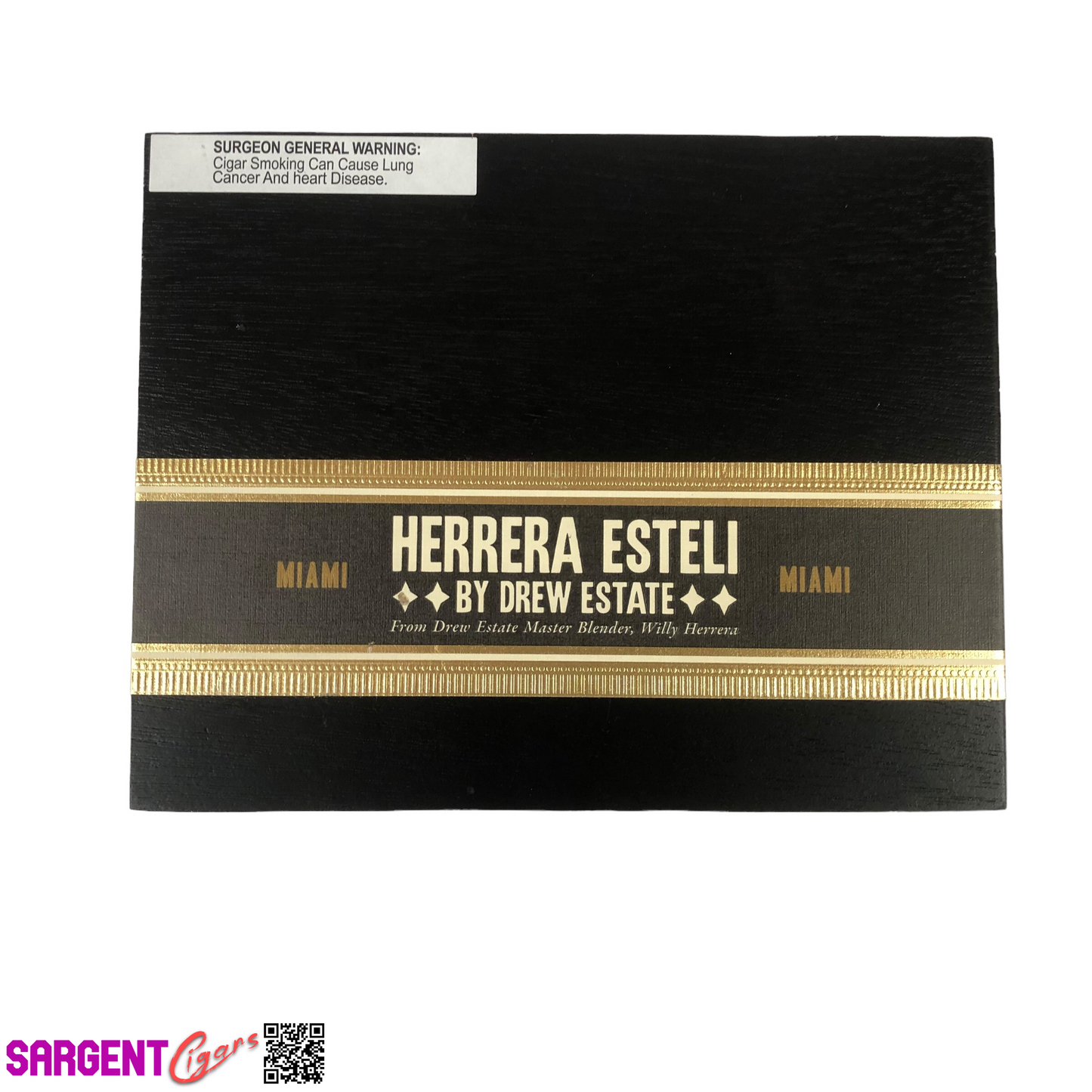 Herrera Esteli Miami Toro Empty Wooden Cigar Box 9x7.5x1