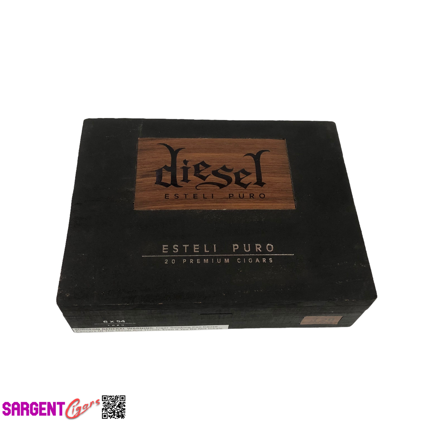 Diesel Esteli Puro Toro Empty Wooden Cigar Box 9.5x7x2.5