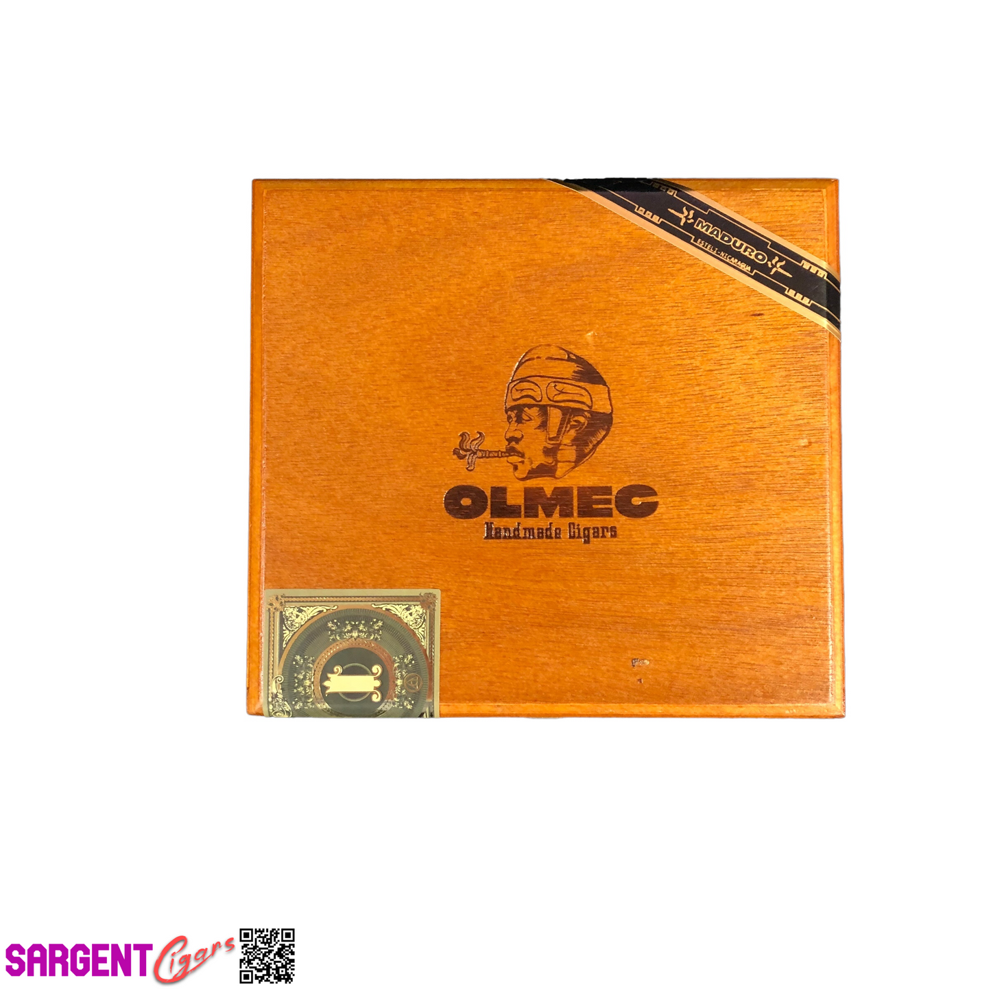 Olmec Grande Empty Wooden Cigar Box 7.25x6.75x2.25