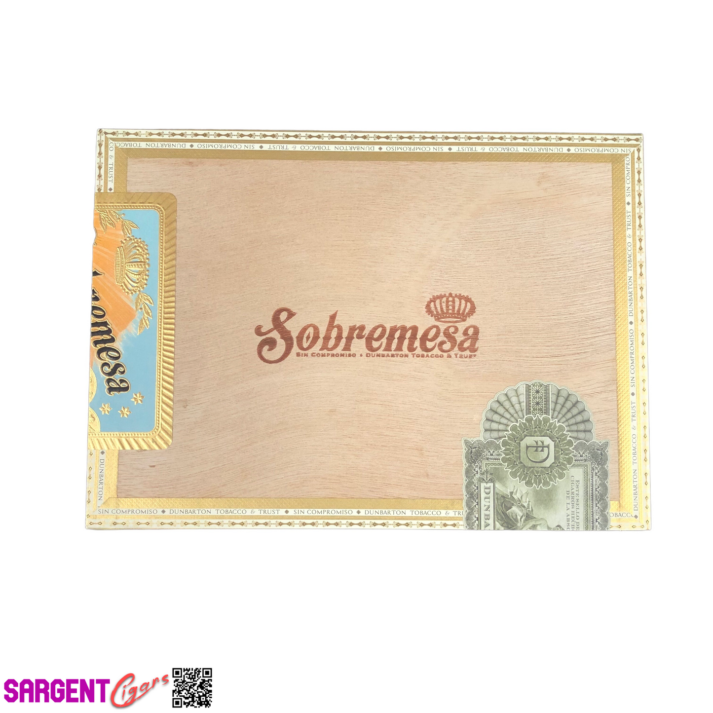 Dunbarton Sobremesa Cervantes Fino Empty Wooden Cigar Box 10.25x7.5x1.75