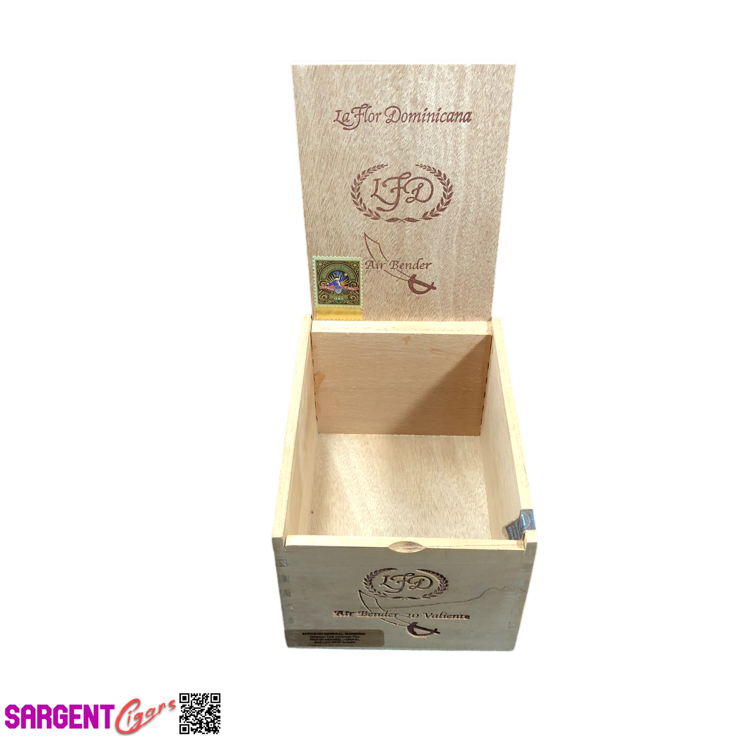 LFD Air Bender Valiente Empty Wooden Cigar Box 5.25x7.25x4