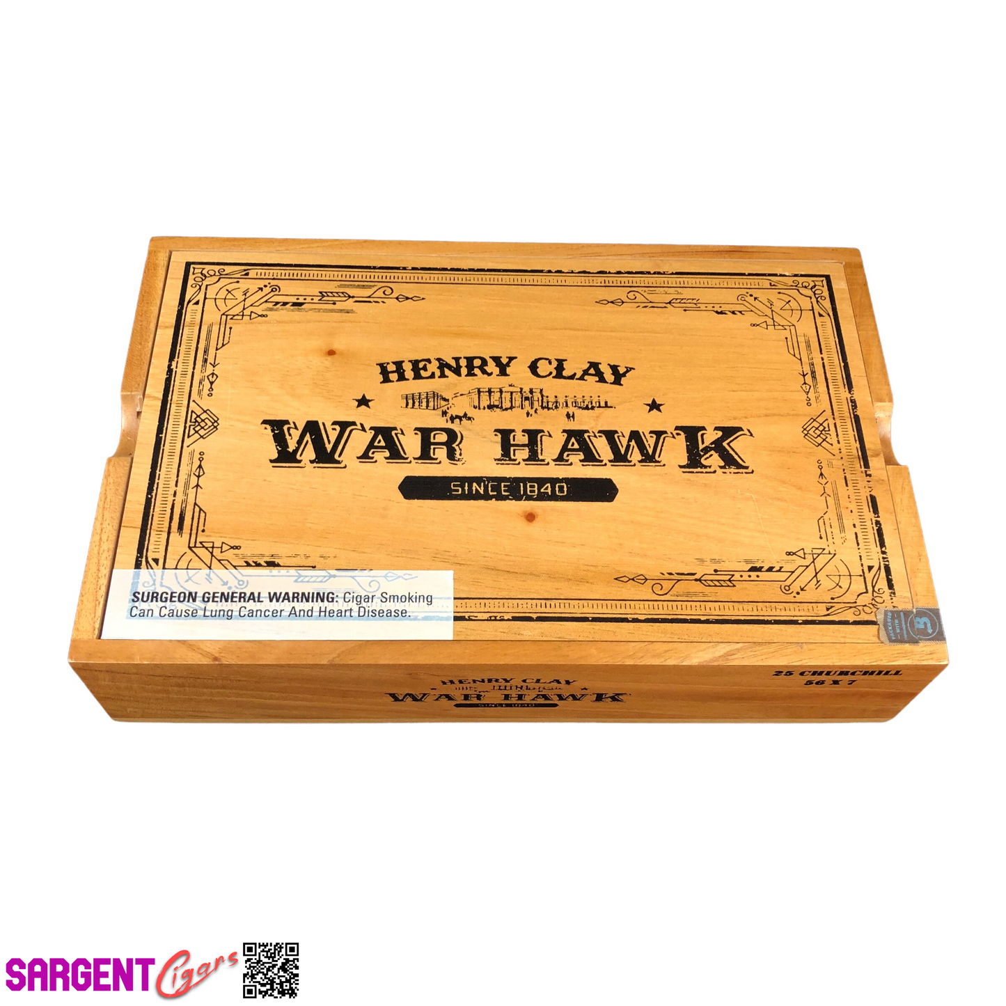 Henry Clay War Hawk Churchill Empty Wooden Cigar Box 12.5x8x2.5