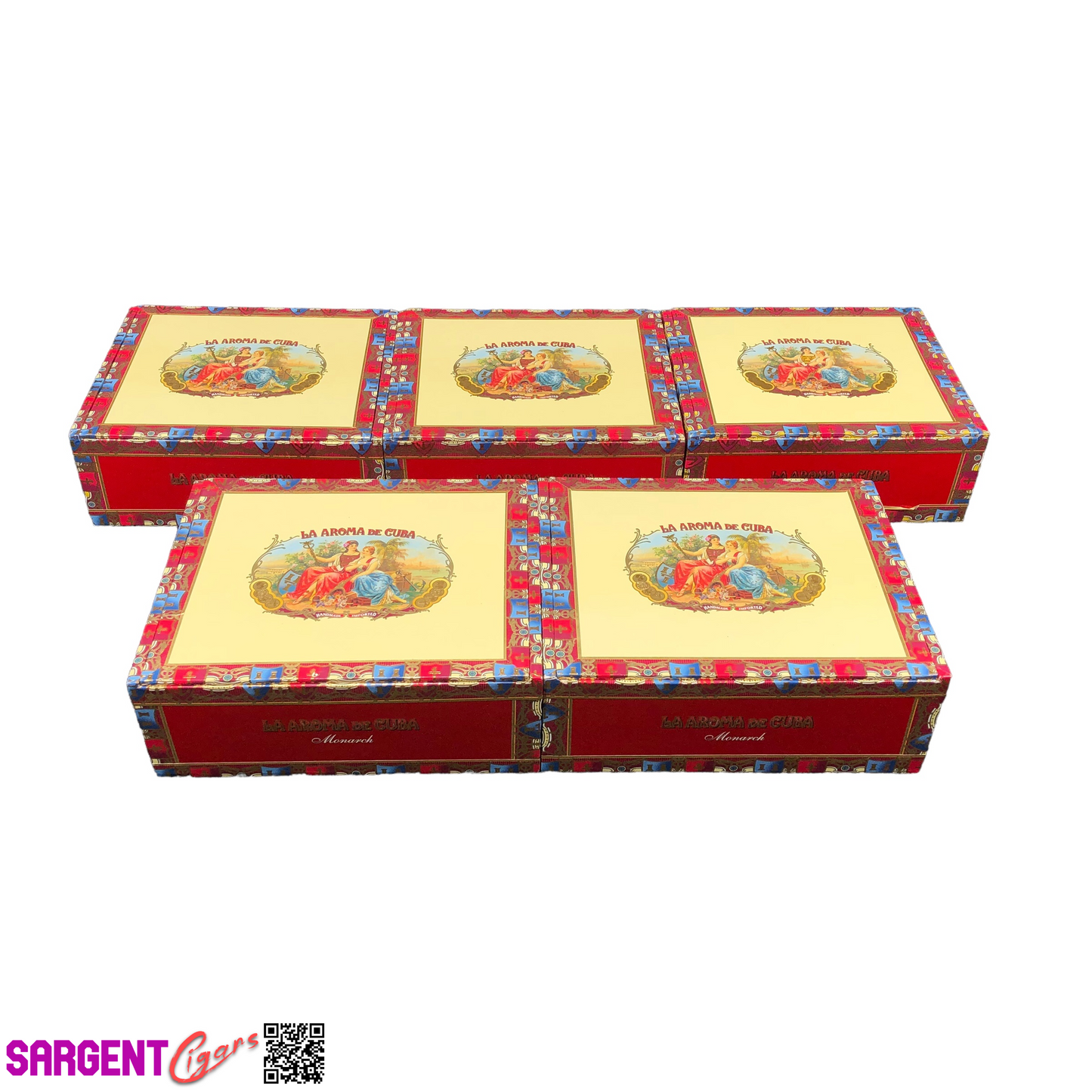 Lot of 5 La Aroma Monarch Empty Cigar Boxes 7.75x6.75x3 #109