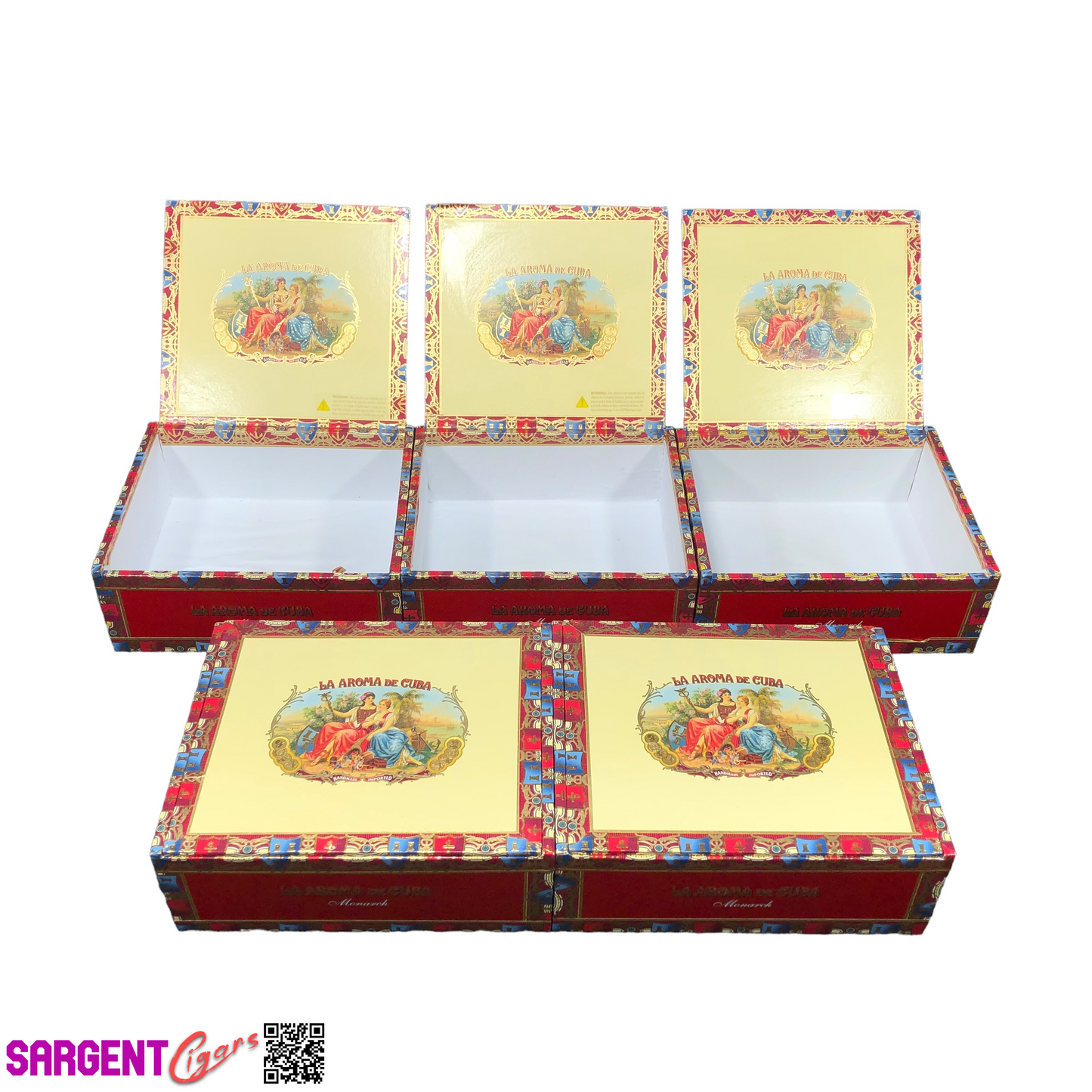 Lot of 5 La Aroma Monarch Empty Cigar Boxes 7.75x6.75x3 #109