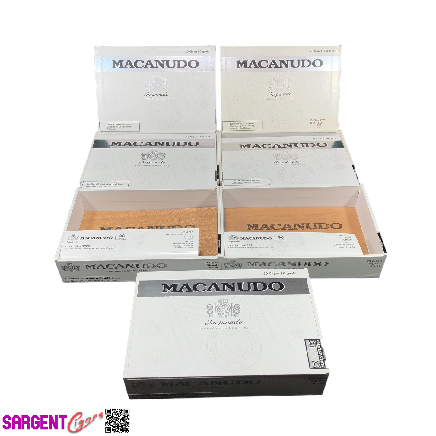 Lot of 5 Macanudo Gigante Empty Cigar Boxes 9.75x6.5x2.25 #49