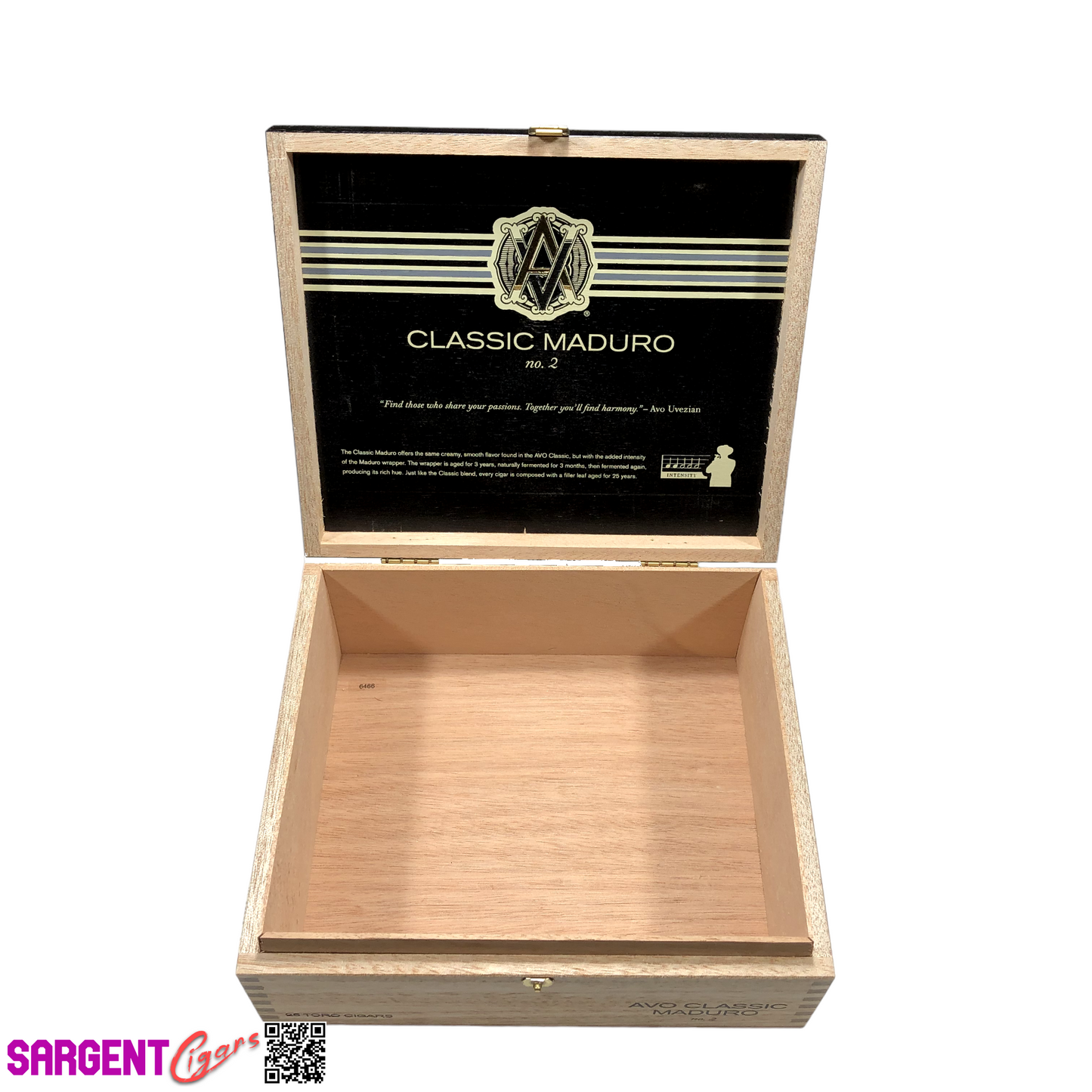 Avo Classic Maduro Toro No2 Empty Wooden Cigar Box 8.25x7x2.75