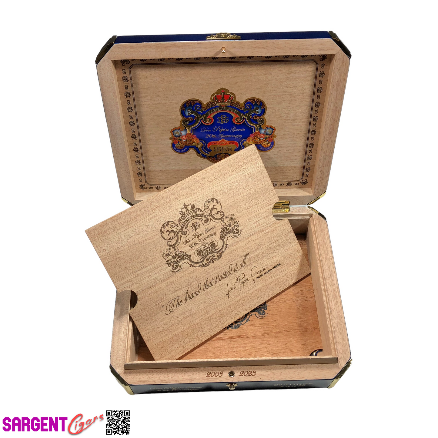 Don Pepin Garcia 20th Anniversary Empty Wooden Cigar Box 10x8.5x2.5