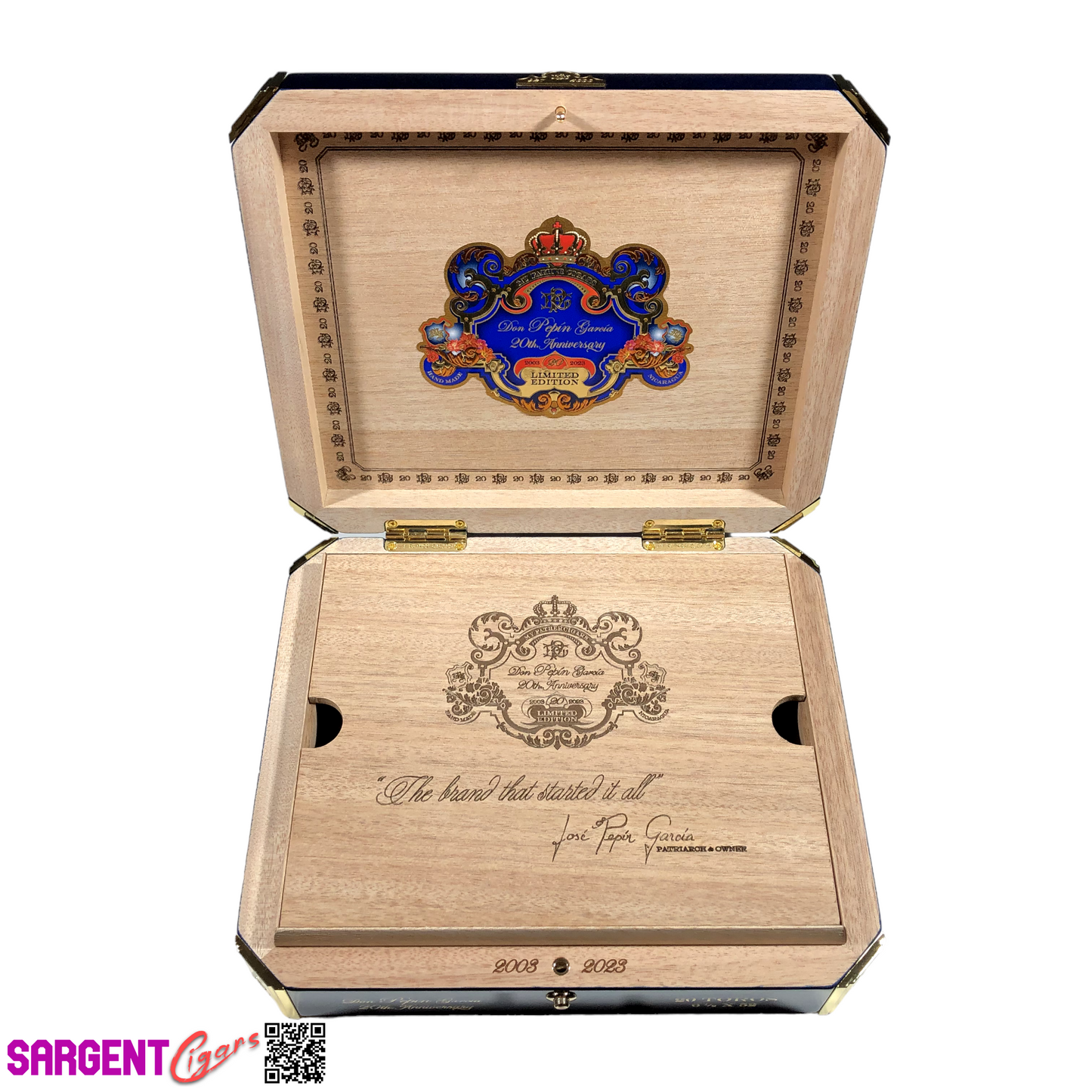 Don Pepin Garcia 20th Anniversary Empty Wooden Cigar Box 10x8.5x2.5