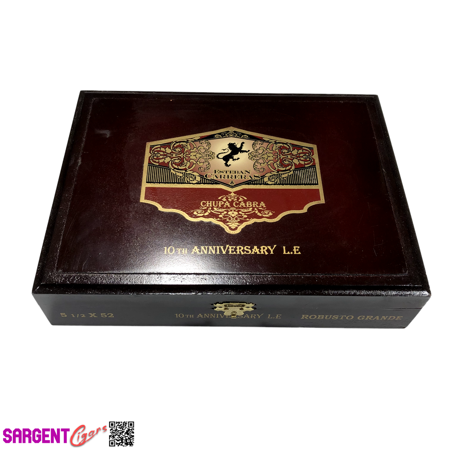 Esteban Carreras Chupa Cabra 10th Anniversary Robusto Empty Wooden Cigar Box 9.75x7.25x2