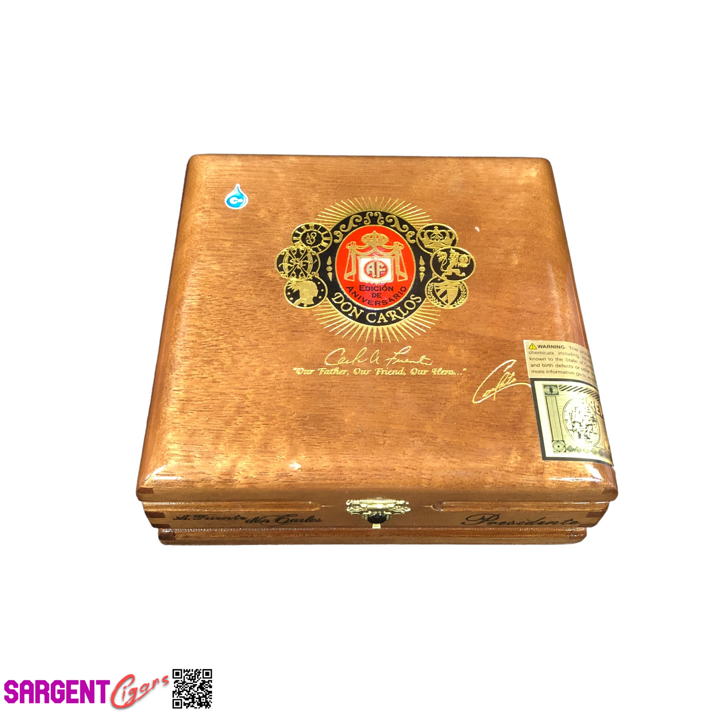 Arturo Fuente Don Carlos Presidente Empty Wooden Cigar Box 7.5x7.25x2.75