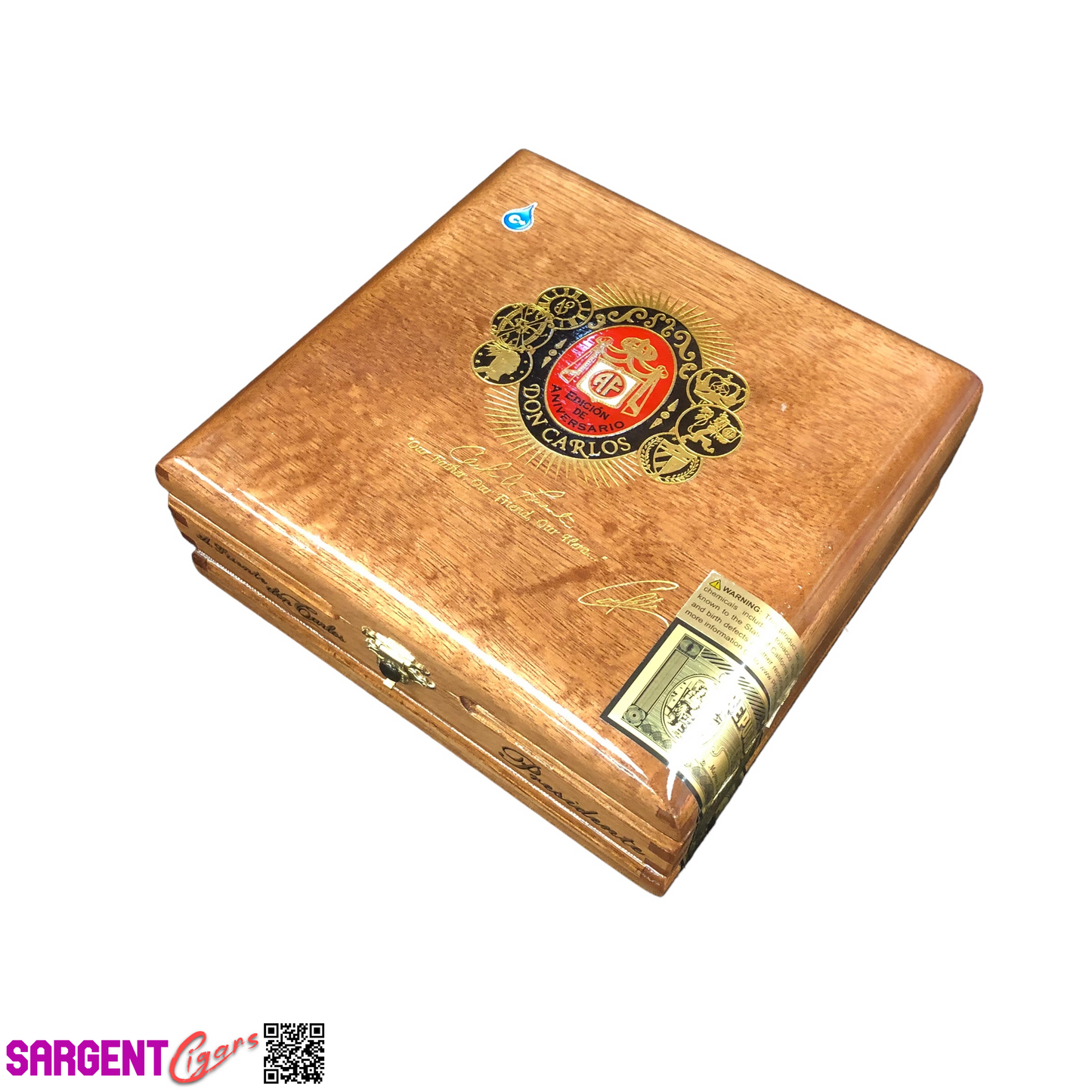 Arturo Fuente Don Carlos Presidente Empty Wooden Cigar Box 7.5x7.25x2.75