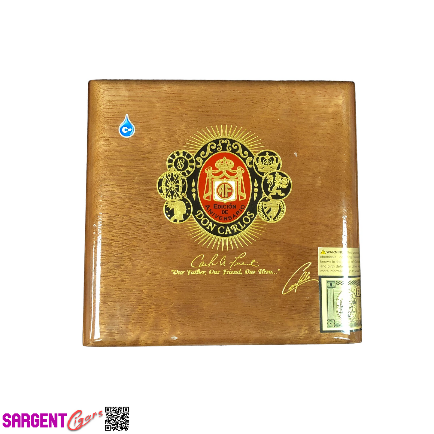 Arturo Fuente Don Carlos Presidente Empty Wooden Cigar Box 7.5x7.25x2.75