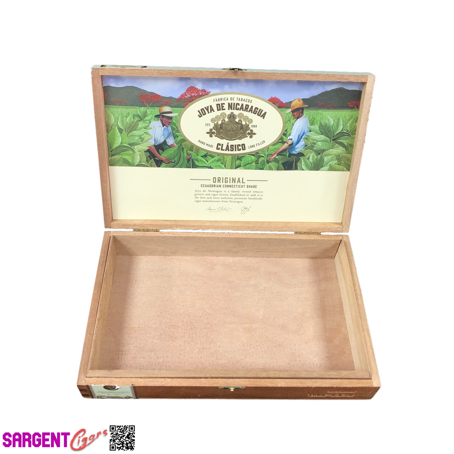 Joya De Nicaragua Clasico Toro Empty Wooden Cigar Box 11x7x2