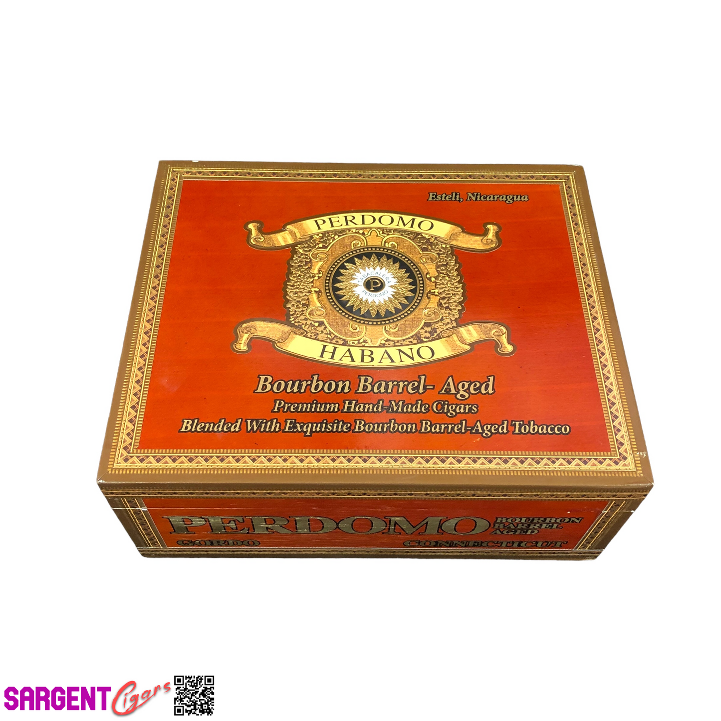 Perdomo Bourbon Barrel Aged Conn Gordo Empty Wooden Cigar Box 8.5x7x3.5