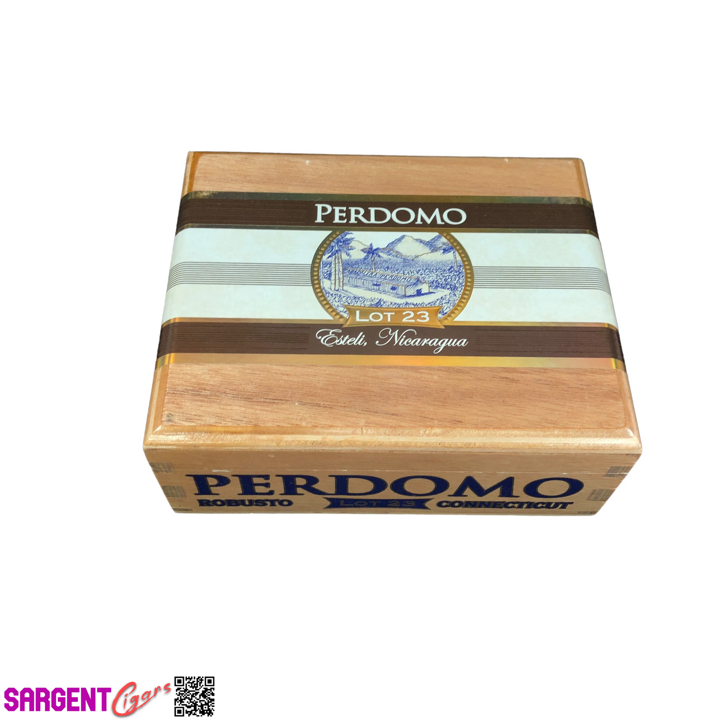 Perdomo Lot 23 Connecticut Robusto Empty Wooden Cigar Box 7.25x6.25x3