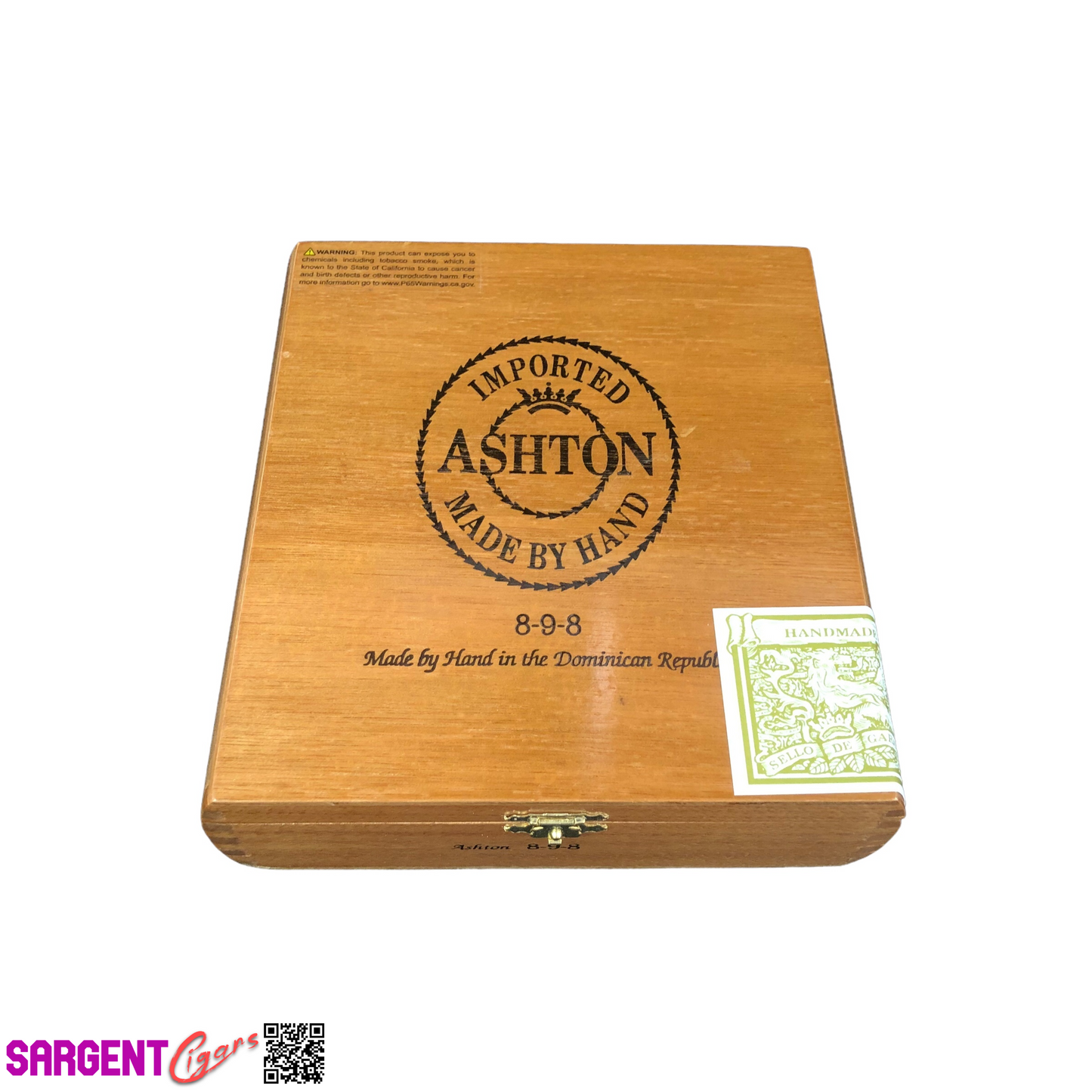 Ashton Classic 898 Empty Wooden Cigar Box 7x7.25x2.25