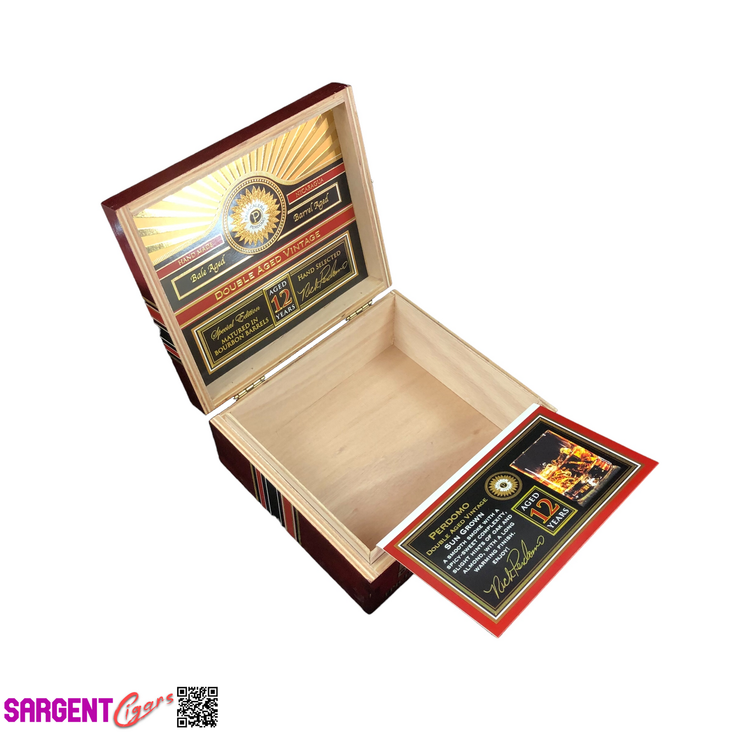 Perdomo Double Aged Vintage Sun Grown Epicure Empty Wooden Cigar Box 8x7x3.25