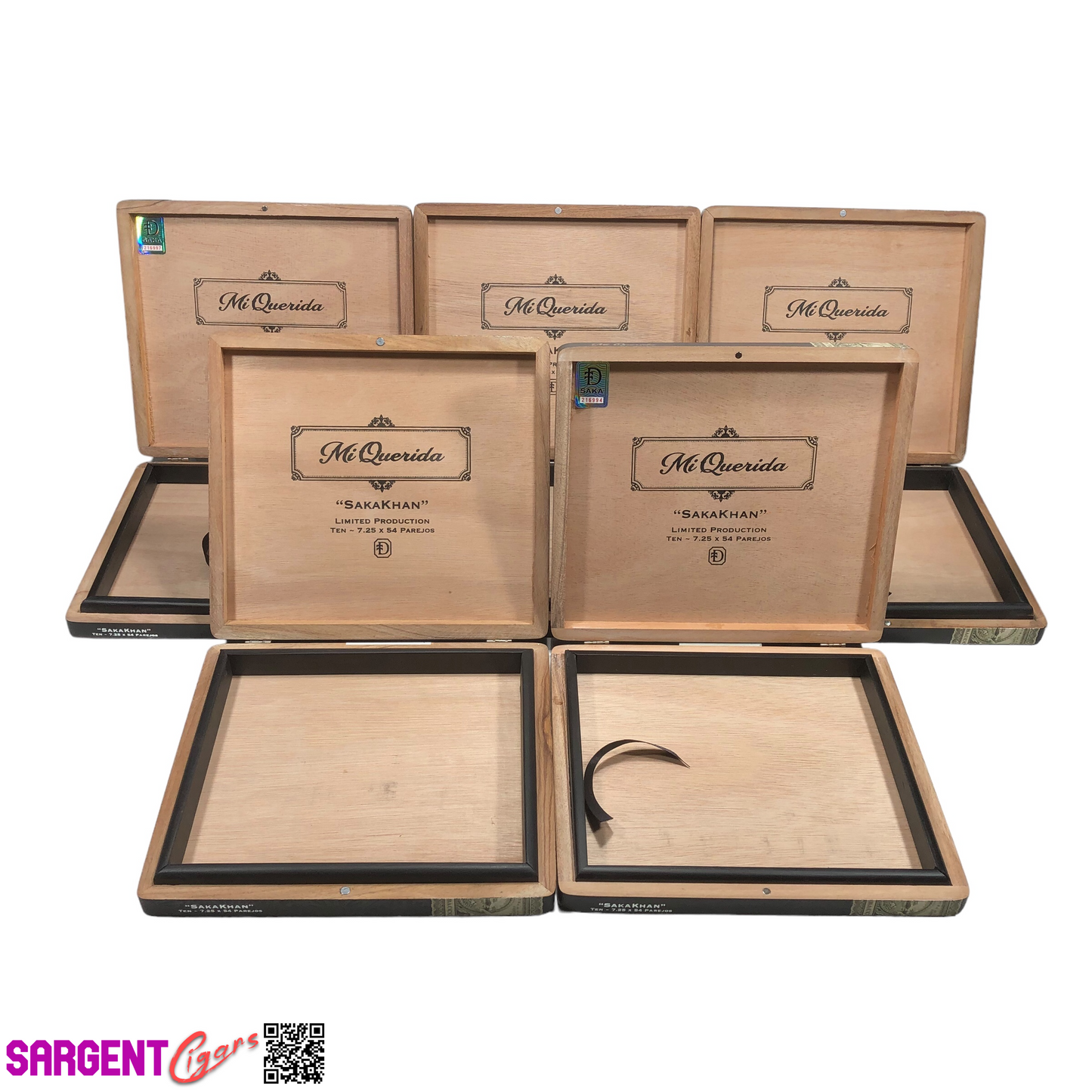 Lot of 5 Sakakhan Empty Wooden Cigar Boxes 10x9x1.25 #4