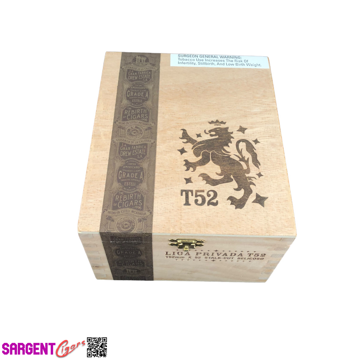 Liga Privada T52 Belicoso Empty Wooden Cigar Box 6x7x4