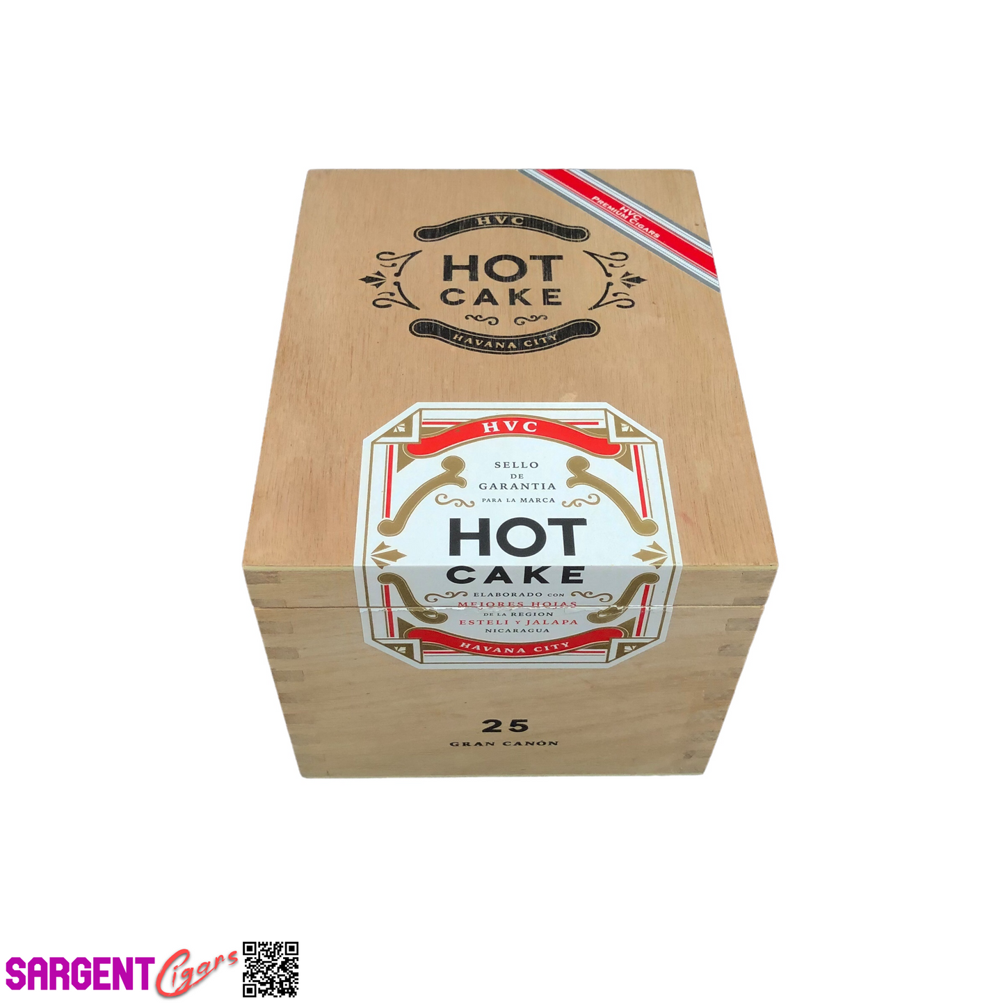 HVC Hot Cake Gran Canon Empty Wooden Cigar Box 5.75x7x5